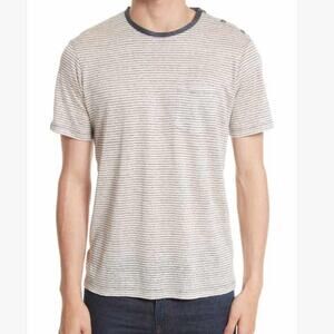 The Kooples Sport linen striped shirt skull buttons sz XL